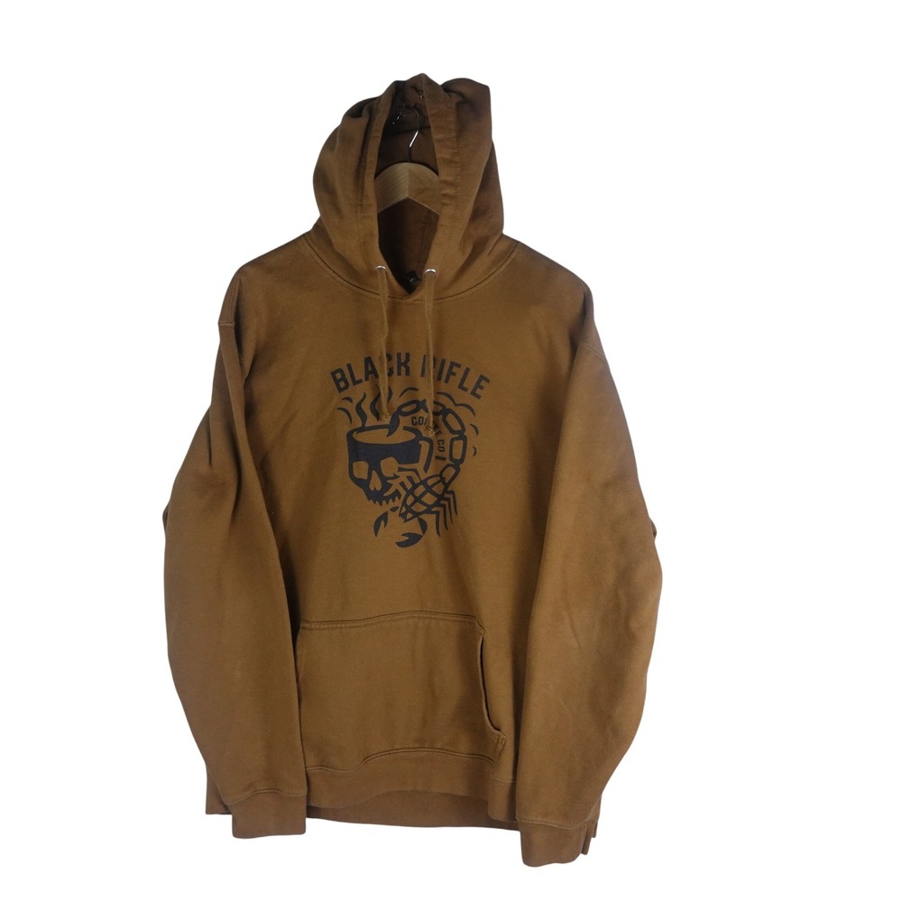 Black Rifle Coffee Company Mens Graphic Hoodie Brown Scorpion Skull Sweatshirt